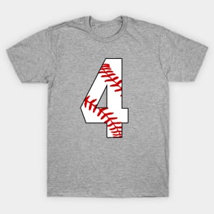 Baseball Number 4 #4 Baseball Shirt Jersey Favorite Player Biggest Fan T-Shirt